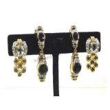 2 pairs of sterling earrings w/ clear & dark