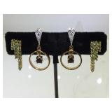 2 pairs of sterling earrings, W/ clear & dark