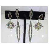 2 pairs of sterling earrings, w/ multi color