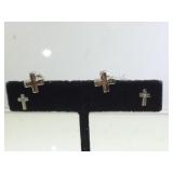 2 pairs of sterling cross earrings