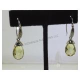 Pair of sterling earrings w/ light green