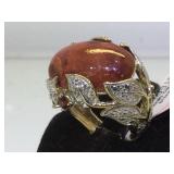 Sterling ring w/orange stone, size 5