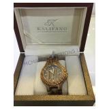 KALIFANO WRIST WATCH W/ Organic Wood, (new)