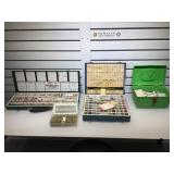 Lot of locksmith pin sets in cases and key blanks