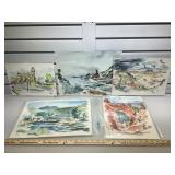 Lot of 5 watercolors by B.C. Stein