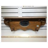 Wooden wall hanging coat hanger with mirror and