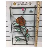 Metal framed stained glass rose hanging local
