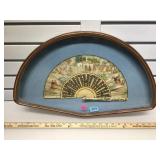 Vintage hand painted decorative fan in glass and