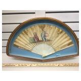 Vintage hand painted fan with gold accents and