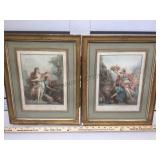 Pair of antique hand colored prints local pickup
