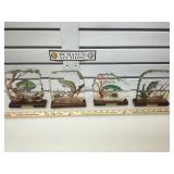 Lot of 4 reverse etched and painted acrylic fish