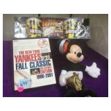 Mixed collectibles, Mickey doll, NY Yankees fall