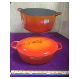 2 Descoware enameled iron cookware pcs, covered