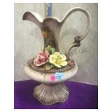16 in. capodimonte urn, local pickup only, floral