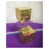 Pr heavy brass 4 inch sq. Dice, China,local