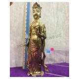Brass  goddess figure, Hong Kong tag, 16 in H.,