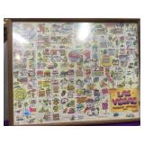 Framed 1991 Las Vegas Cartoon Map  Print, framed
