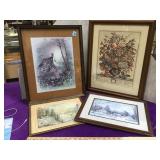 4 wood framed prints, local pickup only