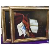 2 framed prints on canvas, 29 x 25, local pickup