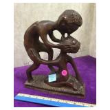 Vintage hand carved Wood sculpture of couple, 9