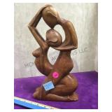Vintage hand carved wood sculpture of a couple, 6