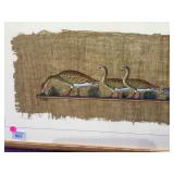 Signed Karin, M, Egyptian painting on Papyrus,