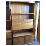 Teak wood drop down secretary shelf w/ lower