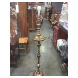 Brass hookah converted to lamp, no shade, 61inch
