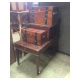 Vintage side table & 2 small decorative storage