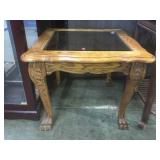 Wood claw foot glass insert side table, extra