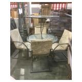 Frosted outdoor dining table w/ 4 spring chairs &