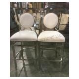 2 metal & upholstered bar height stools.