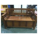 Wood bench w/ under seat storage, needs