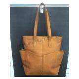 Lightweight leather travel tote ##90796.