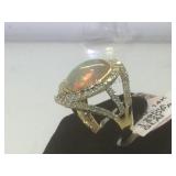 14k gold opal & diamond ring, size 7, opal 3.62