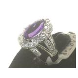 Silver amethyst & white topaz ring, 2.36 ct, size