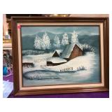 Jan Bridgeman painting on canvas, framed, 28 x 23