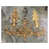 Decorative candle wall sconces, 1 w/ broken arm.