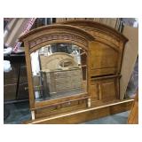 Queen size wooden bed frame with mirror local