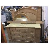 Queen size bedroom set with bed frame, dresser