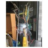 Large lot of concrete tools incl. brooms,
