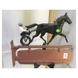 Cast metal horse racing flange sign double sided