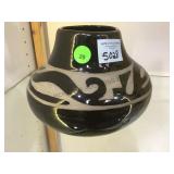 Signed hand made Indian pot 6 inches tall signed