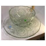 Large pressed glass punch bowl and serving tray 13