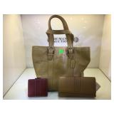 Leather Coach purse with matching wallet and