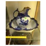 Antique Doulton Burslem  flow blue  pitcher and