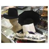 Vintage Ladies Rodeo hats, ribbon, scarves,