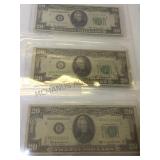 3- 1950 A & D $20 Federal  Reserve Notes