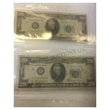 1950-D & 1963-A $20  Federal Reserve Notes