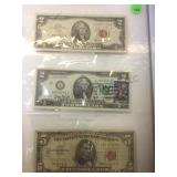 1963 $2 & 1963 $5 red labels & 1976 $2 FSN